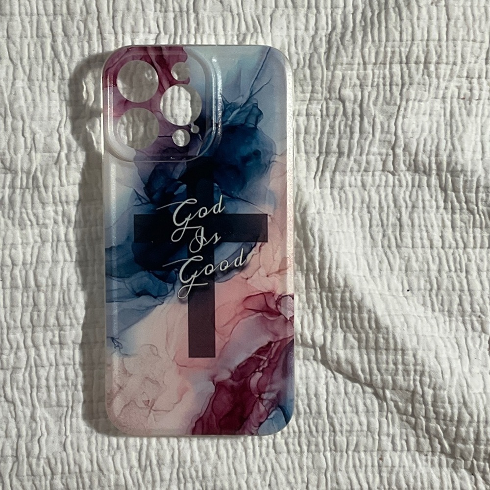 Inspirational Cross Design Phone Case - Blue and Pink